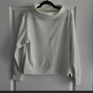 Varley White Ribbed Turtleneck With Gold Zippers Sweater Size S